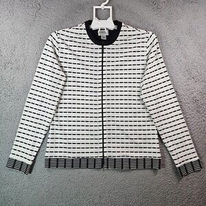 Chico's Travekers Lightweight Jacket Women Size 0 Striped Black‎ White Stretch